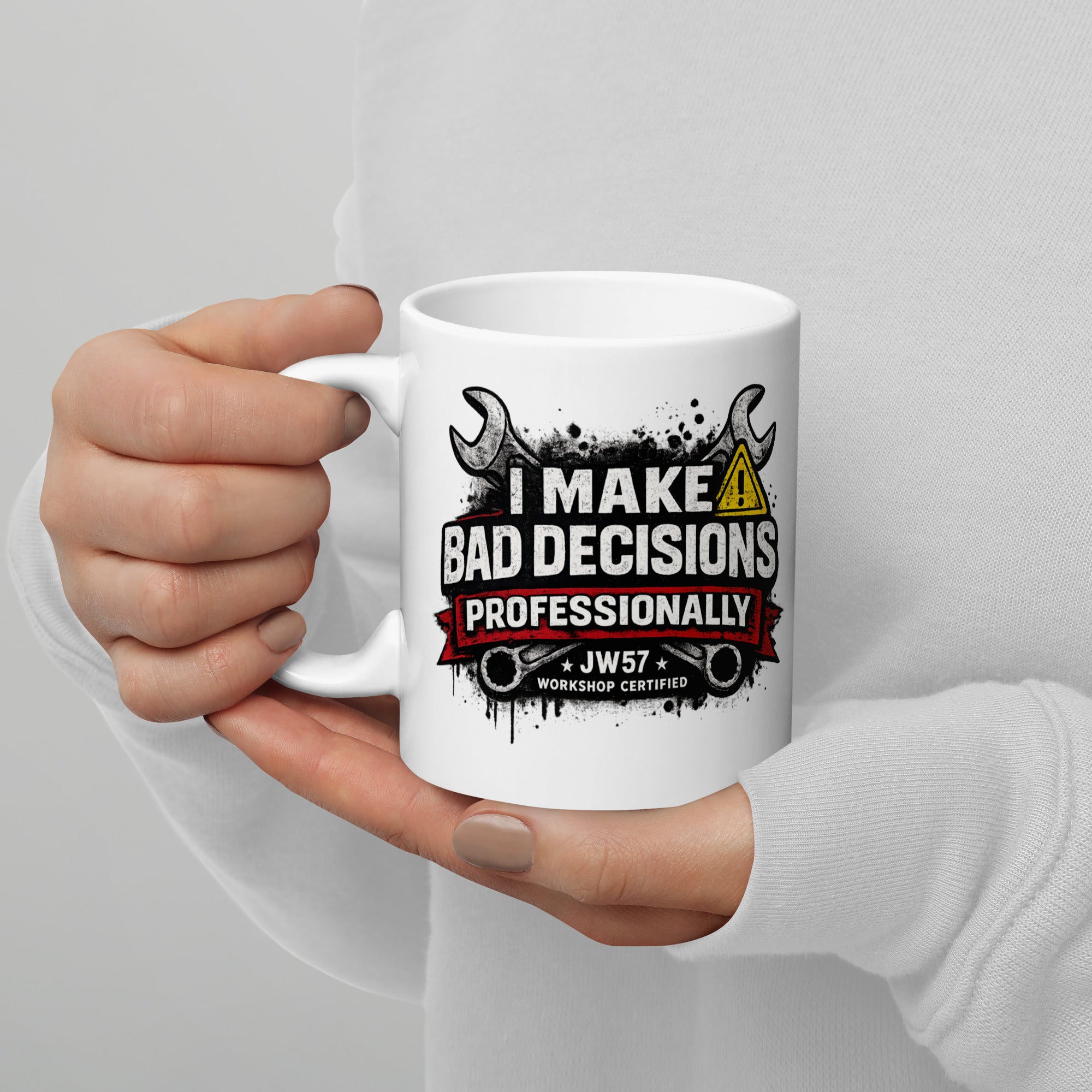 I Make Bad Decisions Professionally | Garage Humor Mug